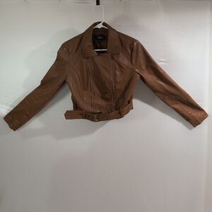 Toxik3 Women's Medium Brown Classic Motorcycle Style Leather Jacket